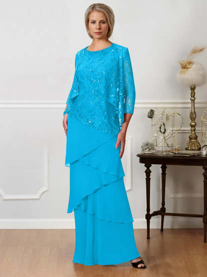 Floor-Length A-Line Mother of the Bride Dresses with Jewel Neck