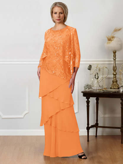 Floor-Length A-Line Mother of the Bride Dresses with Jewel Neck