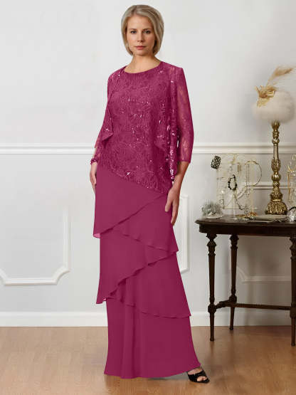 Floor-Length A-Line Mother of the Bride Dresses with Jewel Neck
