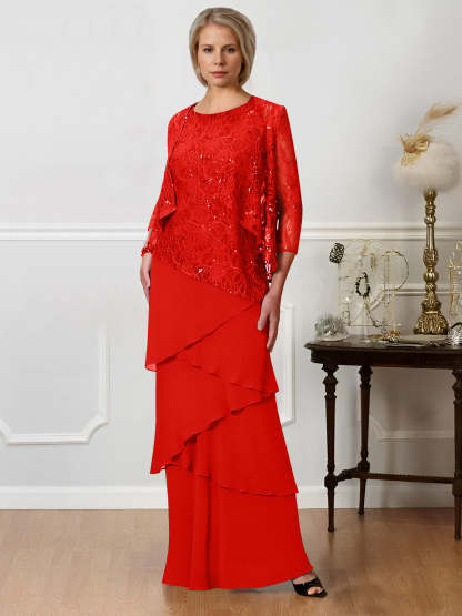 Floor-Length A-Line Mother of the Bride Dresses with Jewel Neck