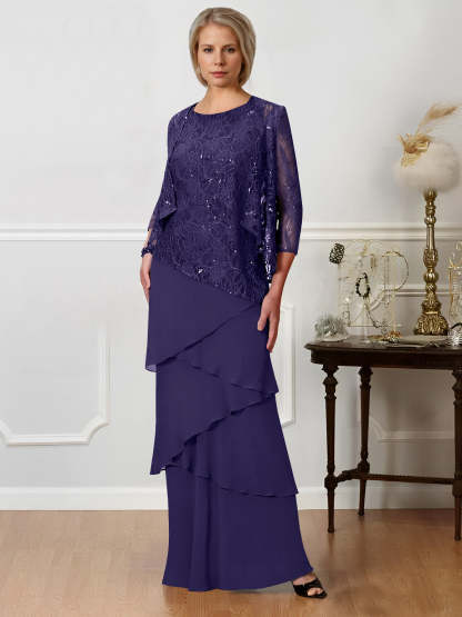 Floor-Length A-Line Mother of the Bride Dresses with Jewel Neck