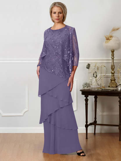 Floor-Length A-Line Mother of the Bride Dresses with Jewel Neck