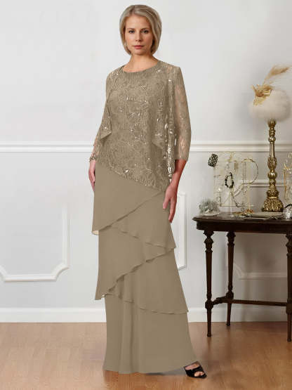 Floor-Length A-Line Mother of the Bride Dresses with Jewel Neck