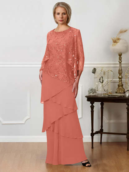 Floor-Length A-Line Mother of the Bride Dresses with Jewel Neck