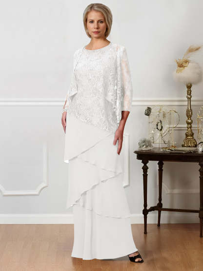 Floor-Length A-Line Mother of the Bride Dresses with Jewel Neck