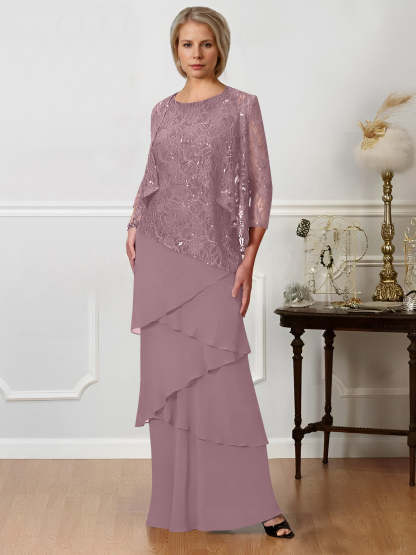 Floor-Length A-Line Mother of the Bride Dresses with Jewel Neck