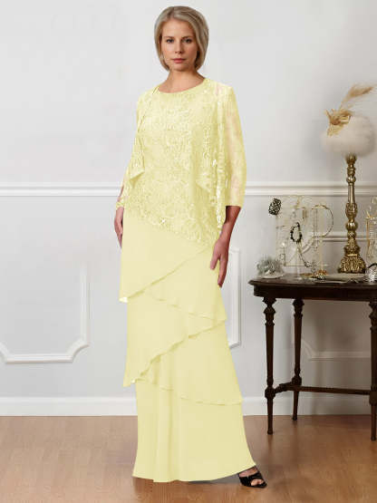 Floor-Length A-Line Mother of the Bride Dresses with Jewel Neck