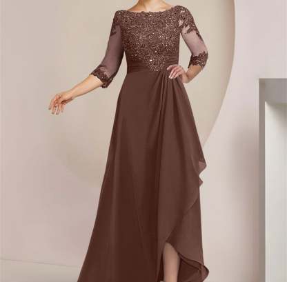 Floor-Length Mother of the Bride A-Line Princess Scoop Dresses