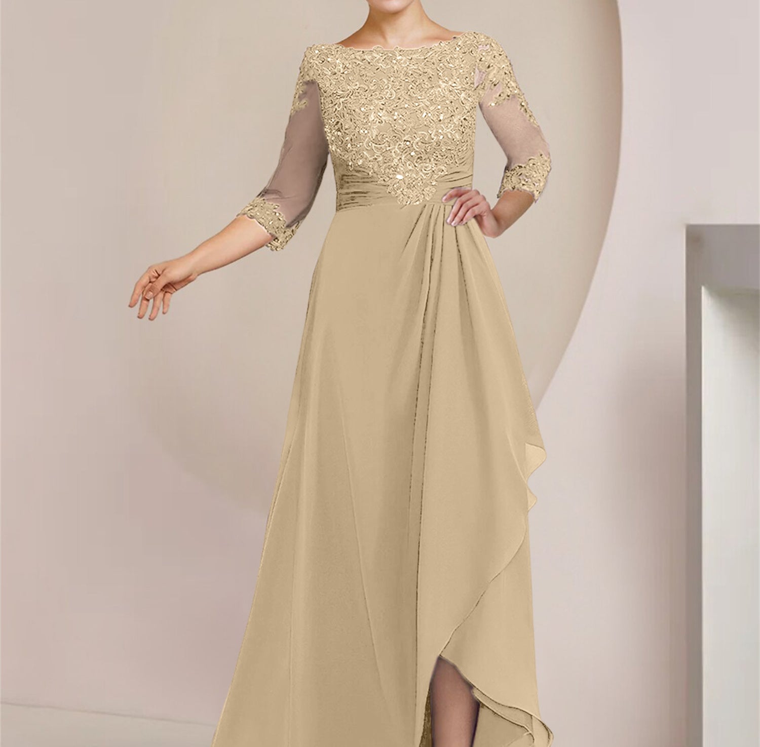 Floor-Length Mother of the Bride A-Line Princess Scoop Dresses