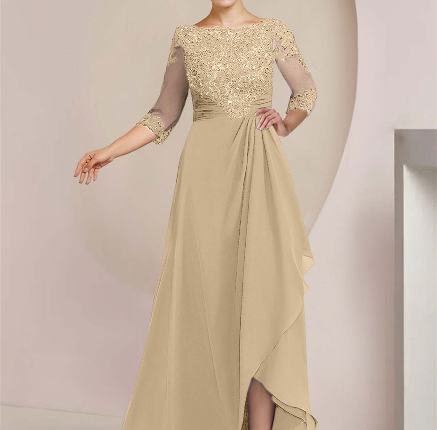 Floor-Length Mother of the Bride A-Line Princess Scoop Dresses