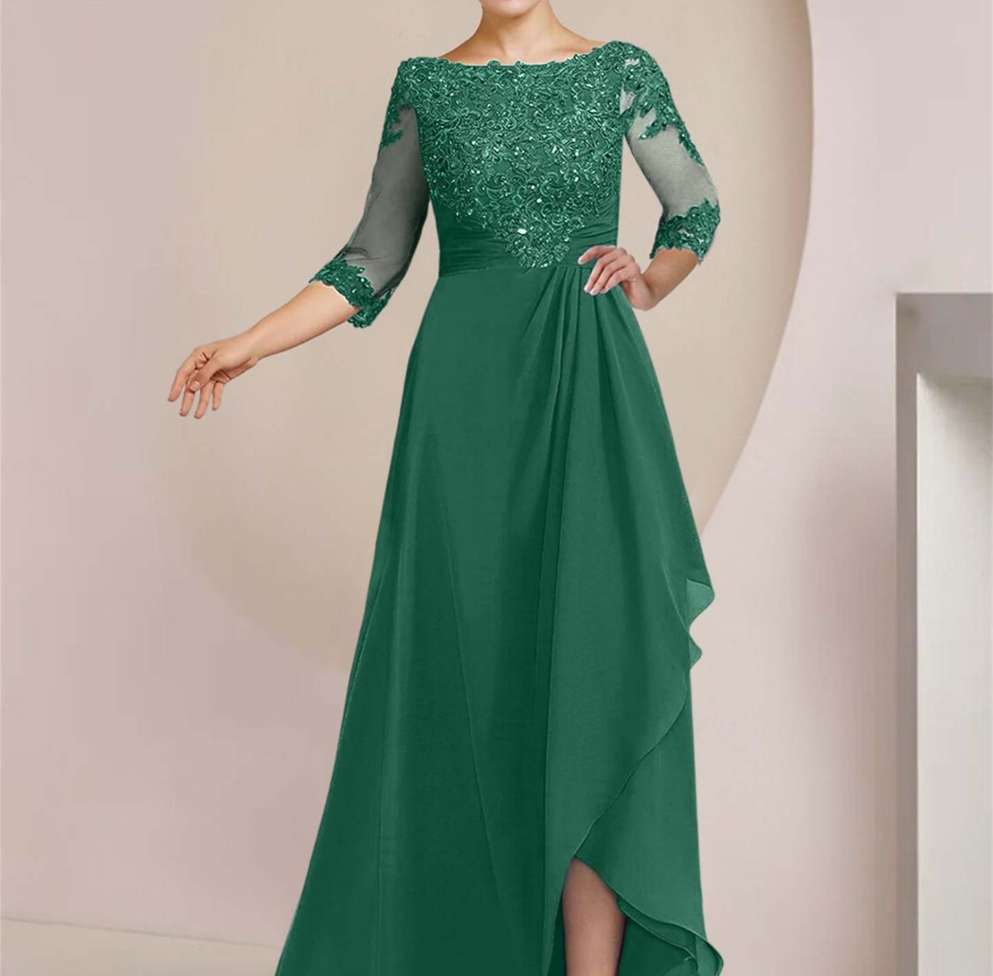 Floor-Length Mother of the Bride A-Line Princess Scoop Dresses