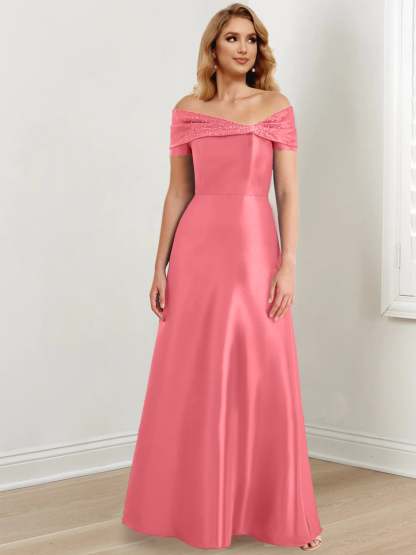 Floor-Length Off-the-Shoulder Mother of the Bride A-Line/Princess Dresses