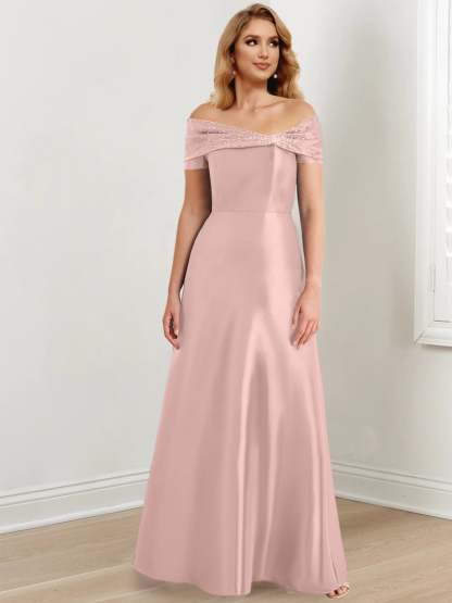 Floor-Length Off-the-Shoulder Mother of the Bride A-Line/Princess Dresses