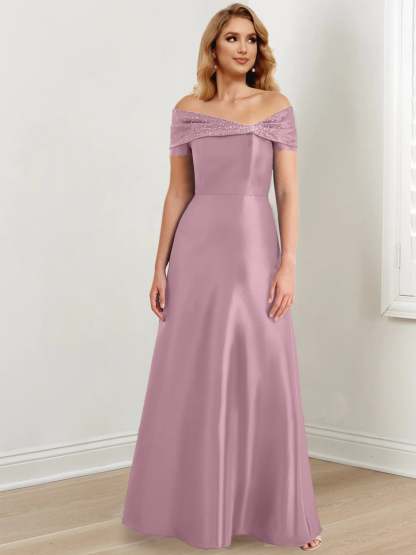 Floor-Length Off-the-Shoulder Mother of the Bride A-Line/Princess Dresses