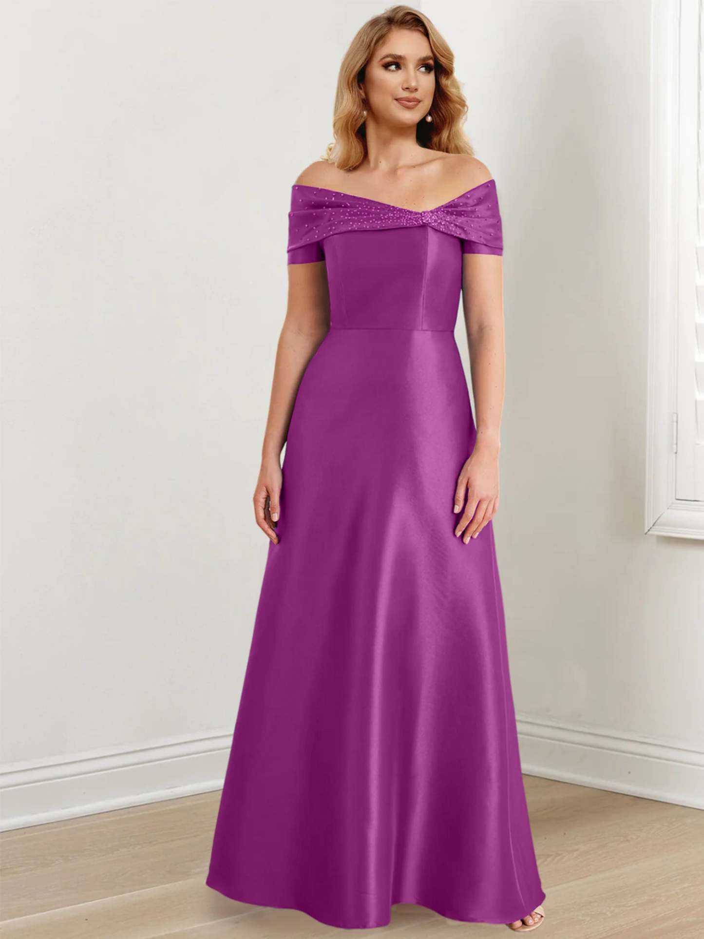Floor-Length Off-the-Shoulder Mother of the Bride A-Line/Princess Dresses