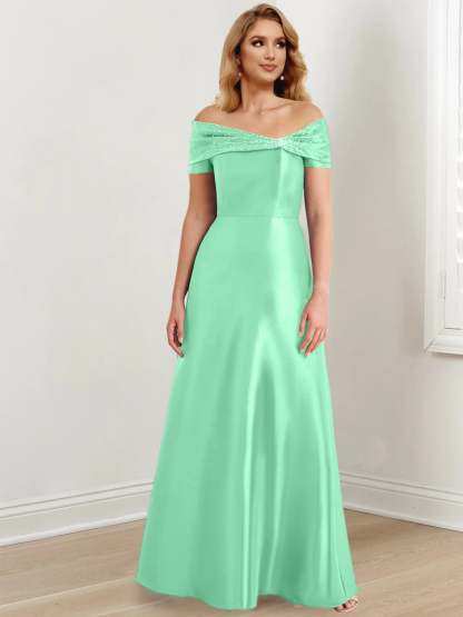 Floor-Length Off-the-Shoulder Mother of the Bride A-Line/Princess Dresses