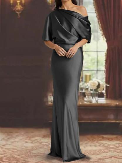 One-Shoulder Column Gown for the Mother of the Bride
