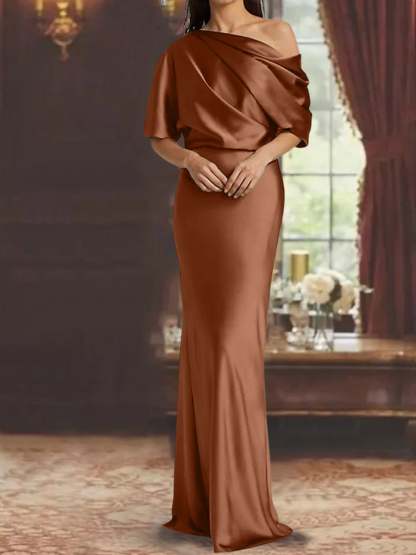 One-Shoulder Column Gown for the Mother of the Bride