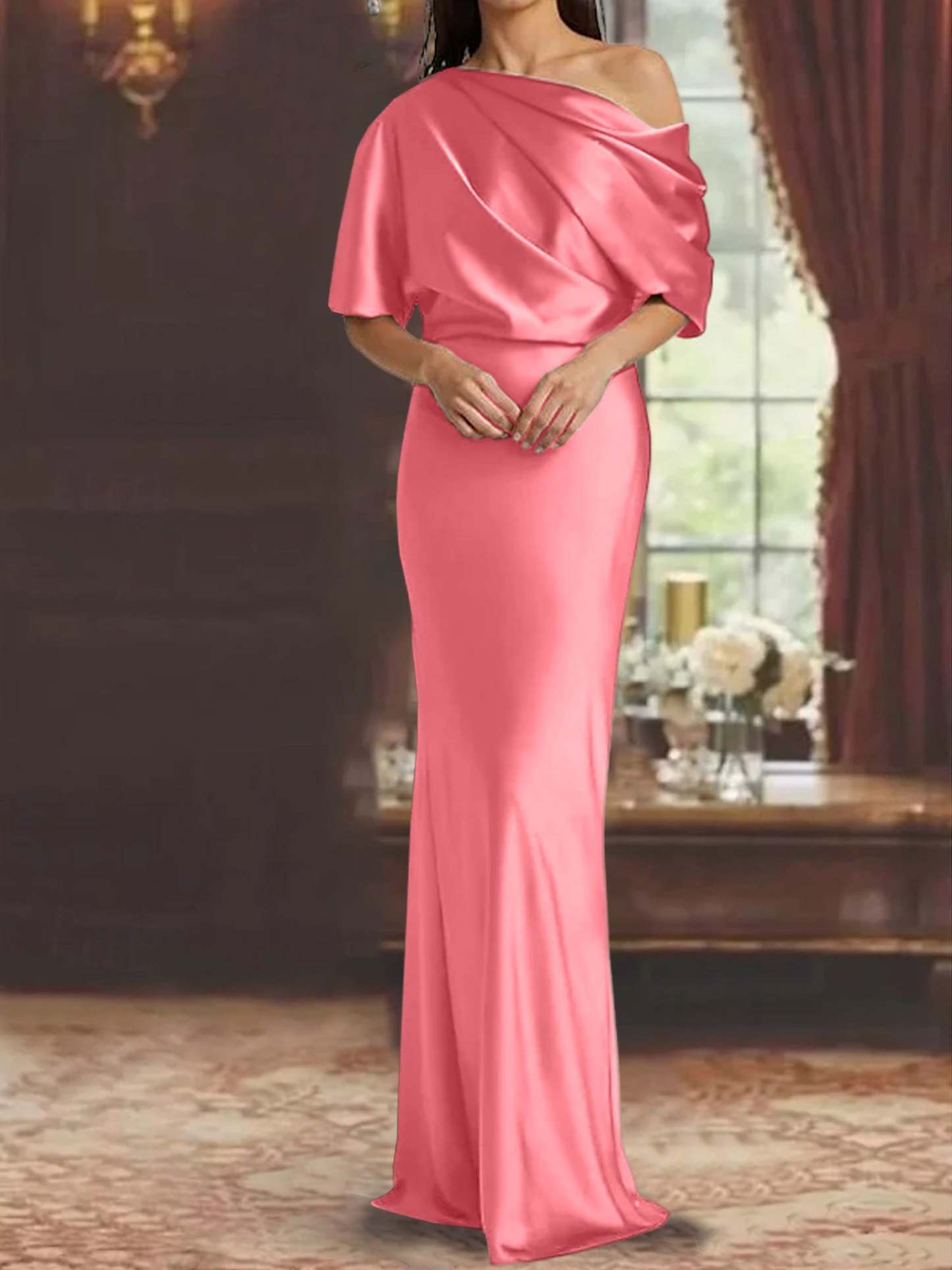 One-Shoulder Column Gown for the Mother of the Bride