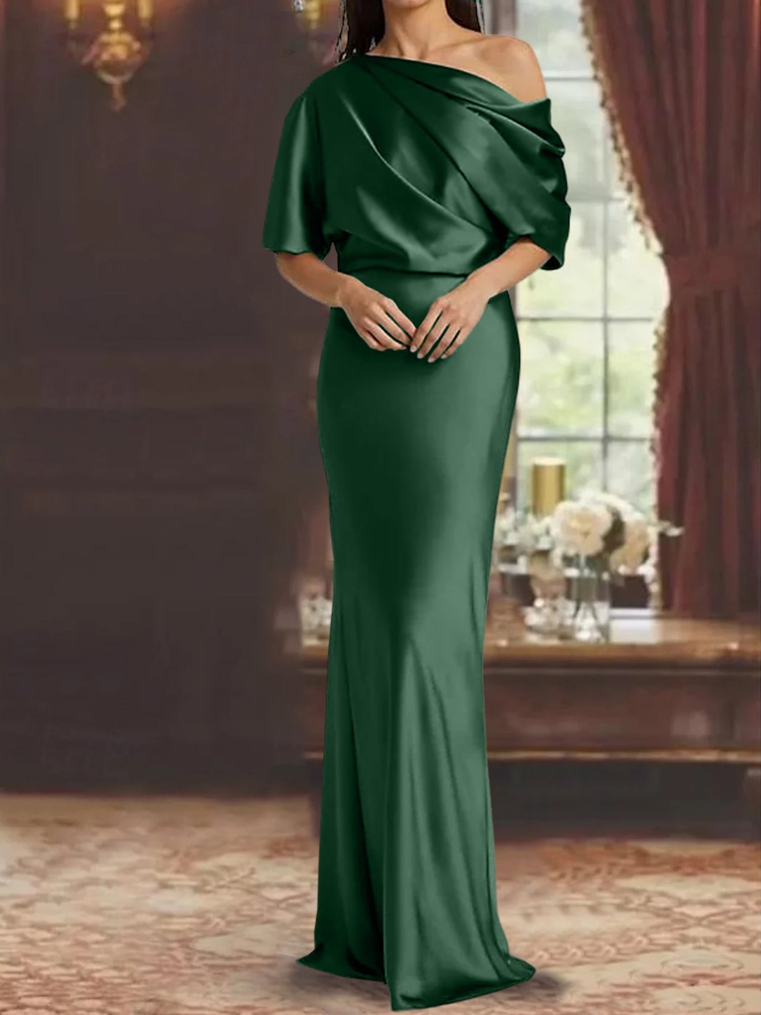 One-Shoulder Column Gown for the Mother of the Bride
