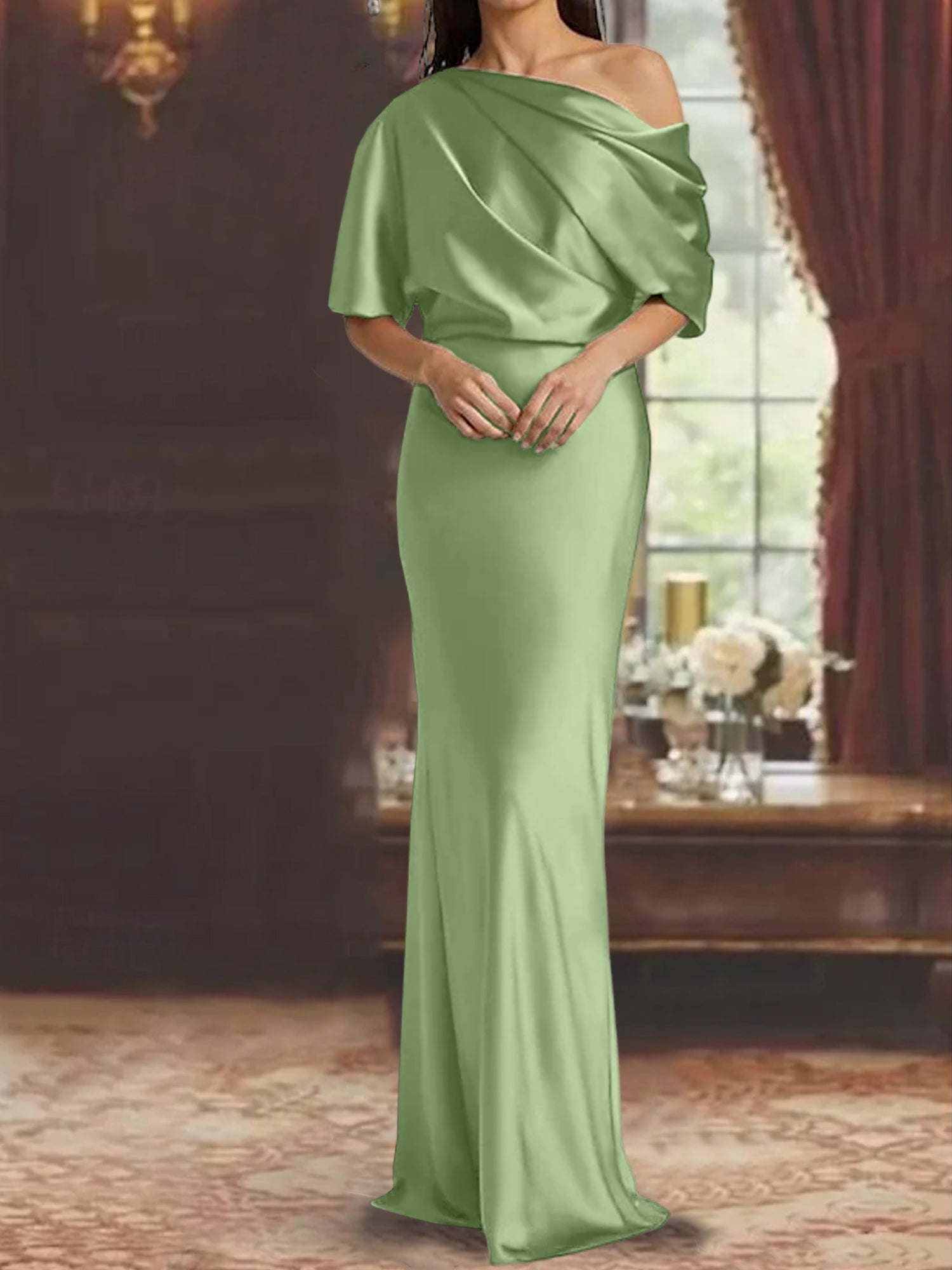 One-Shoulder Column Gown for the Mother of the Bride
