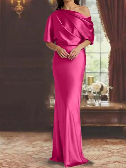 One-Shoulder Column Gown for the Mother of the Bride