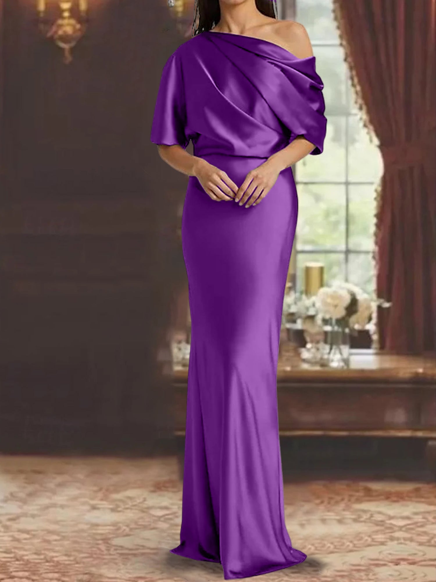 One-Shoulder Column Gown for the Mother of the Bride
