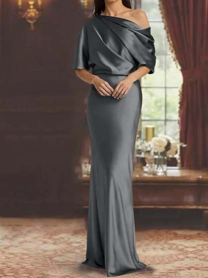 One-Shoulder Column Gown for the Mother of the Bride