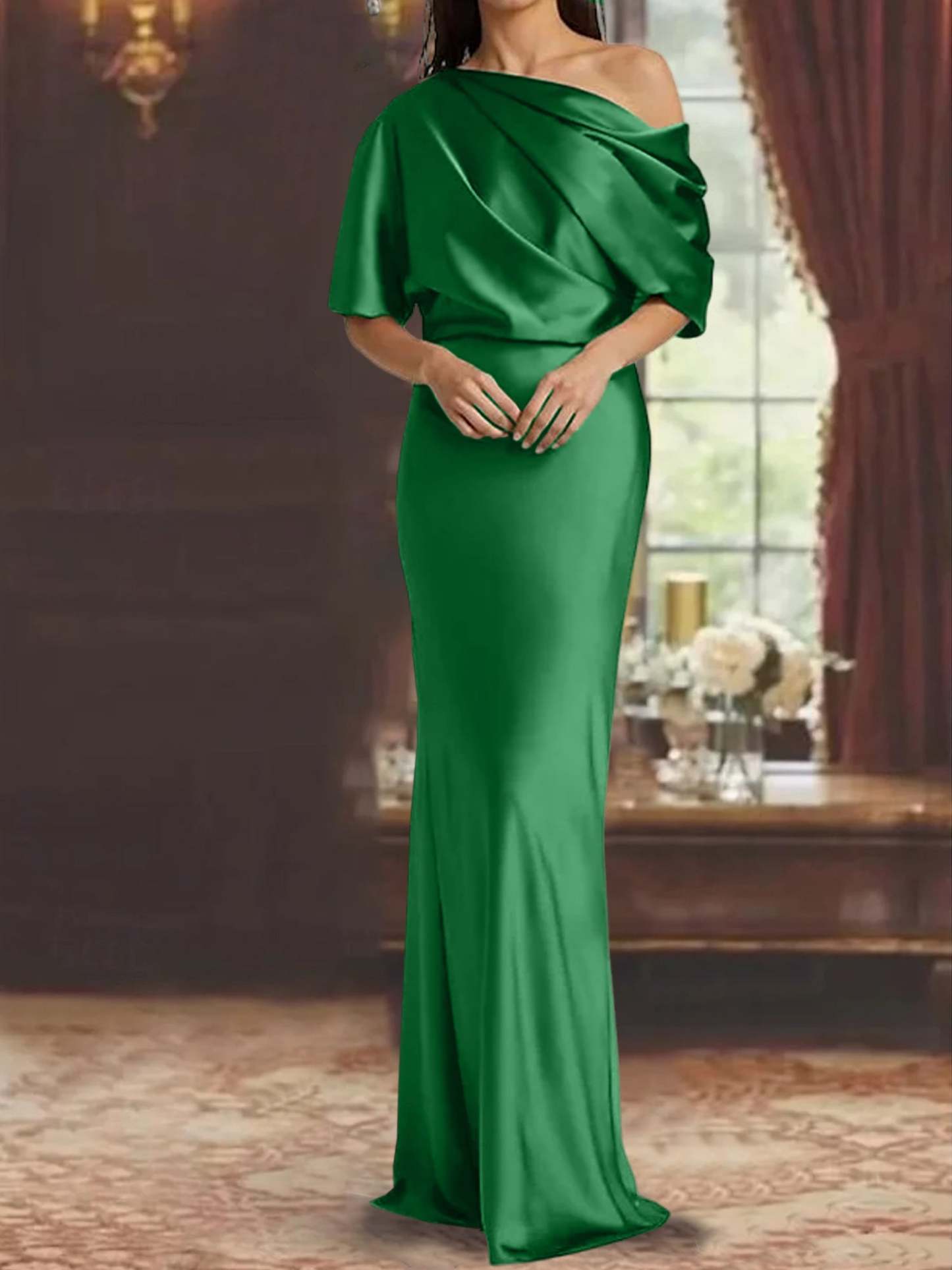 One-Shoulder Column Gown for the Mother of the Bride
