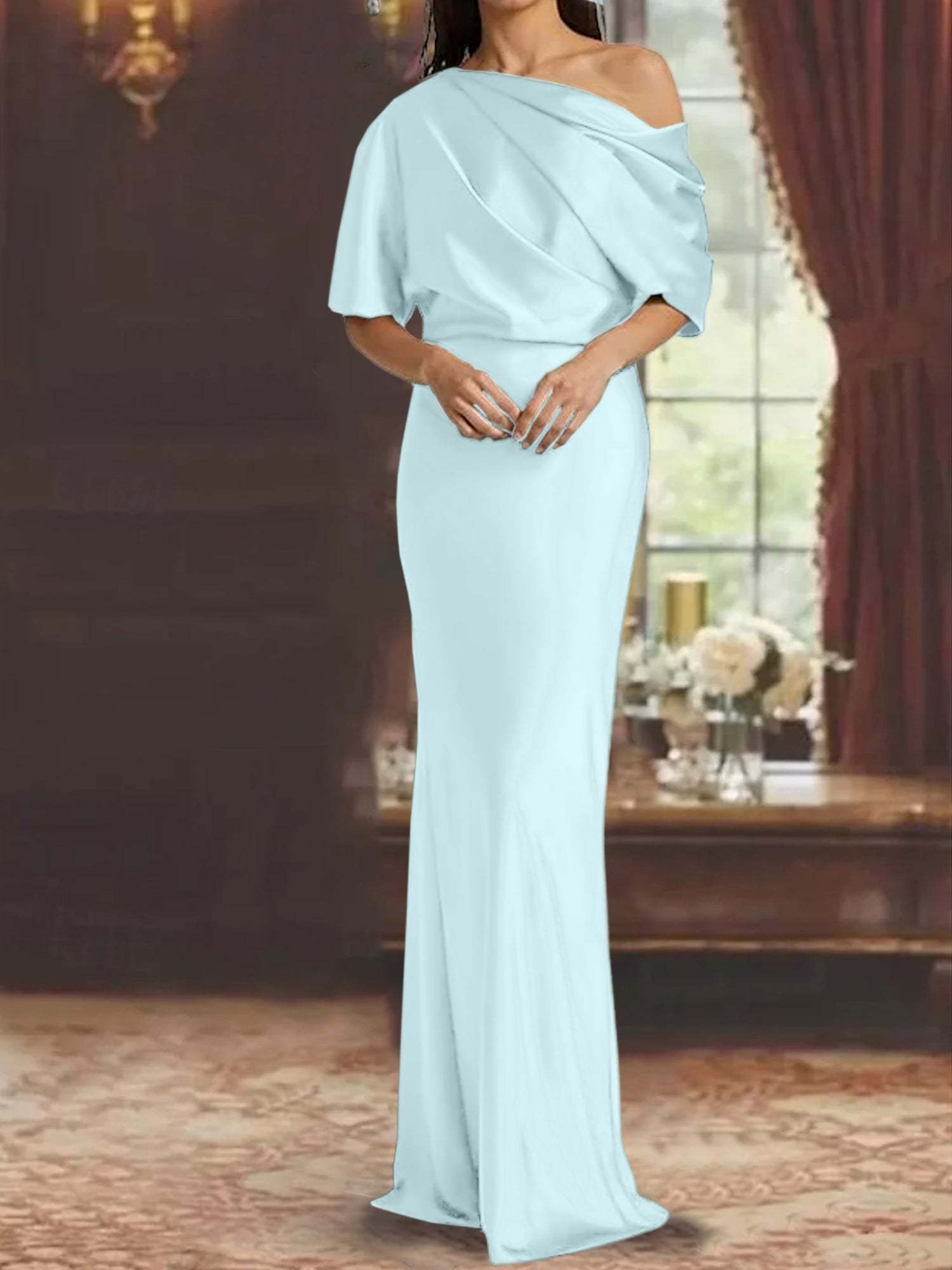 One-Shoulder Column Gown for the Mother of the Bride