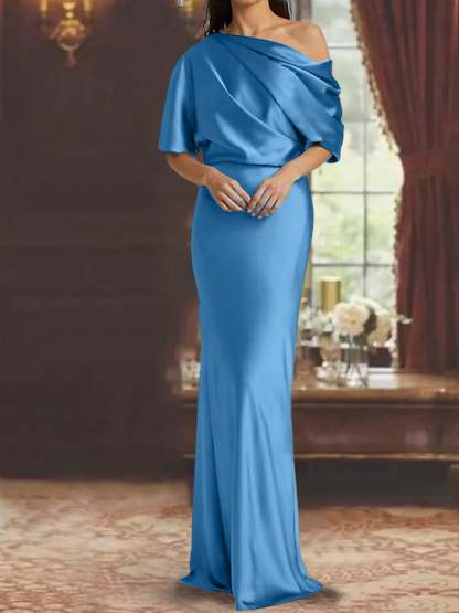 One-Shoulder Column Gown for the Mother of the Bride