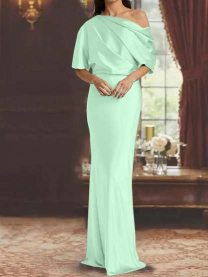 One-Shoulder Column Gown for the Mother of the Bride
