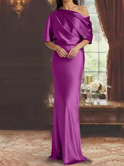 One-Shoulder Column Gown for the Mother of the Bride