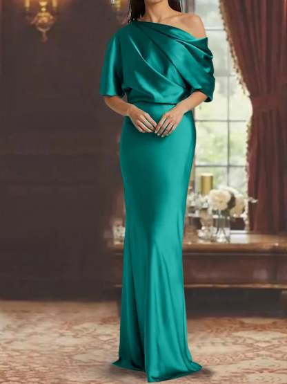 One-Shoulder Column Gown for the Mother of the Bride