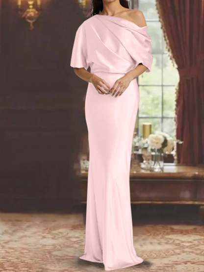 One-Shoulder Column Gown for the Mother of the Bride