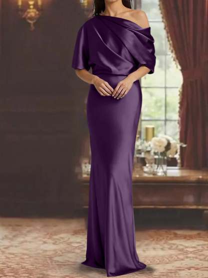 One-Shoulder Column Gown for the Mother of the Bride