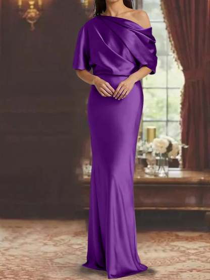 One-Shoulder Column Gown for the Mother of the Bride