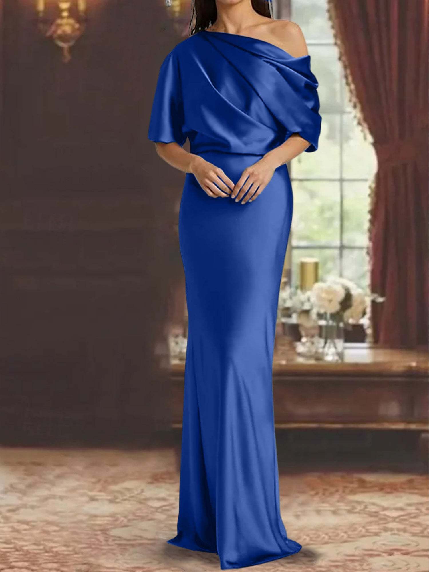 One-Shoulder Column Gown for the Mother of the Bride