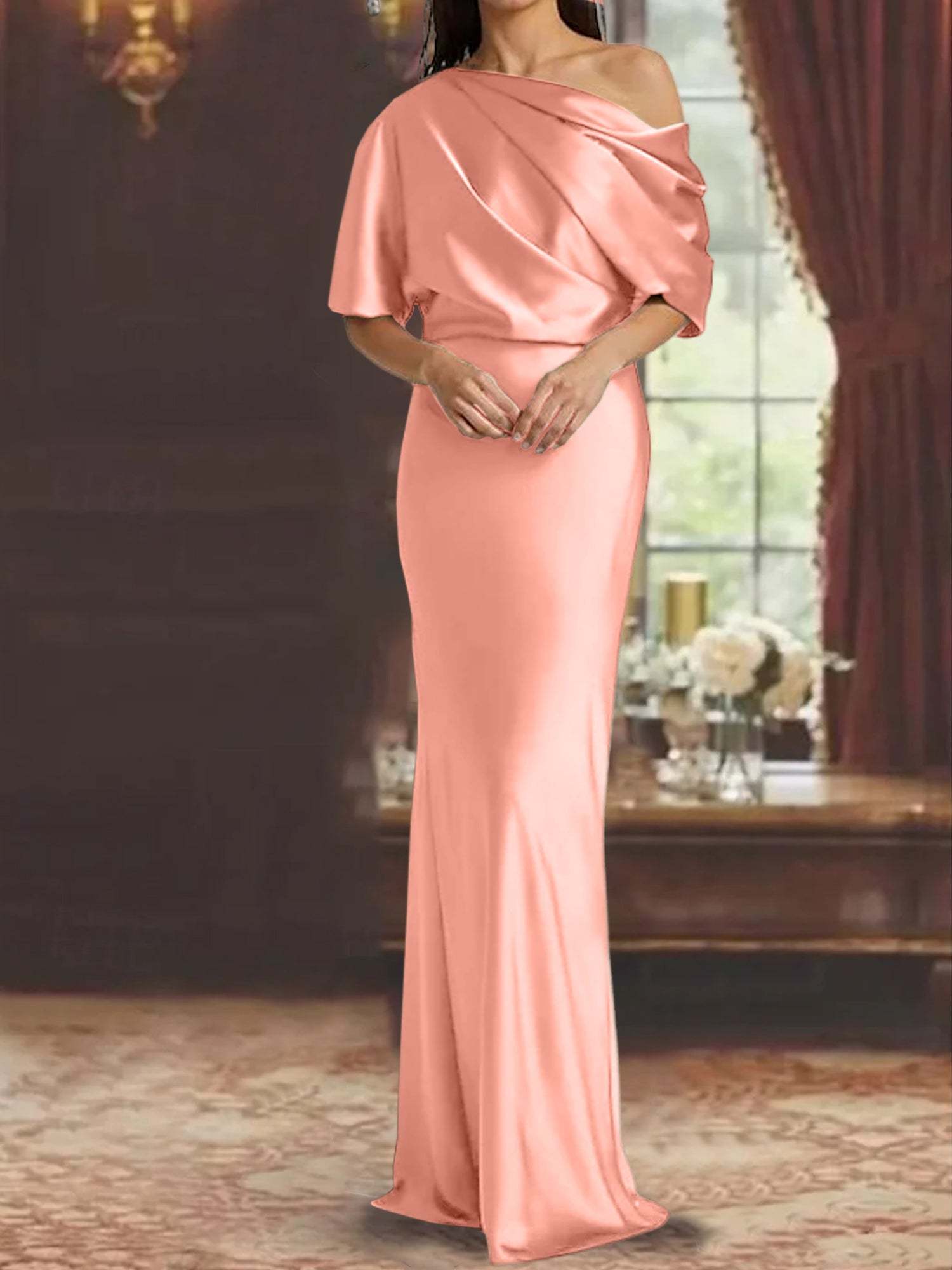 One-Shoulder Column Gown for the Mother of the Bride