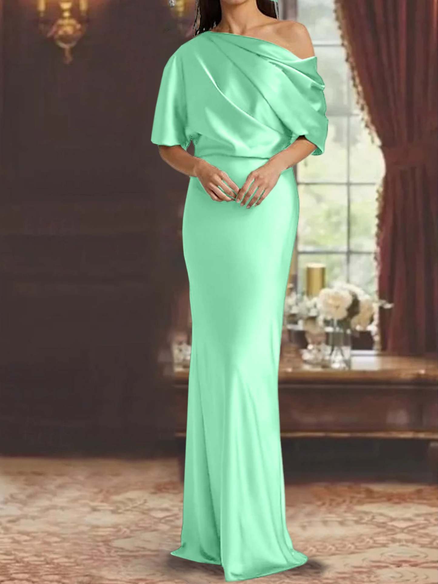 One-Shoulder Column Gown for the Mother of the Bride