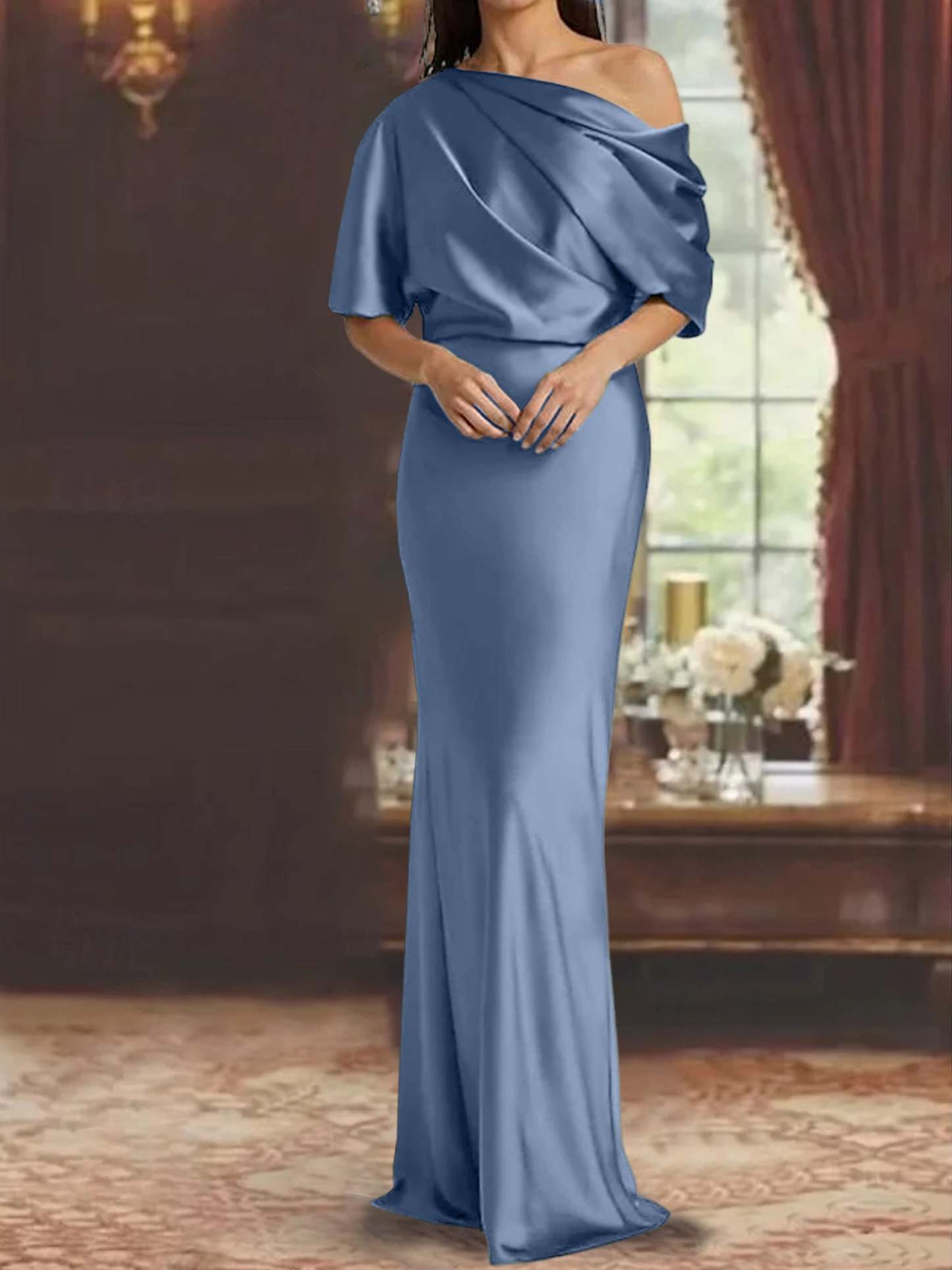 One-Shoulder Column Gown for the Mother of the Bride