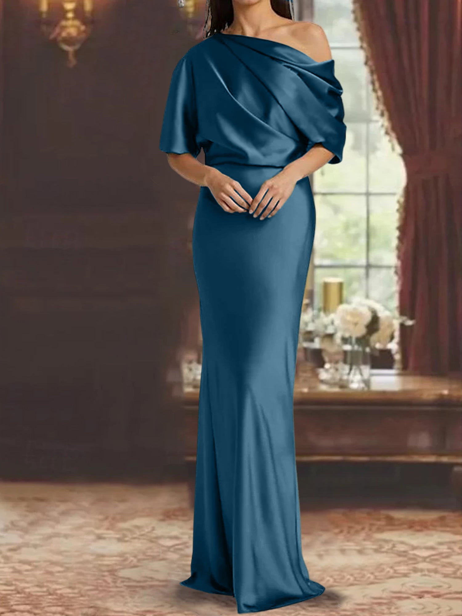 One-Shoulder Column Gown for the Mother of the Bride