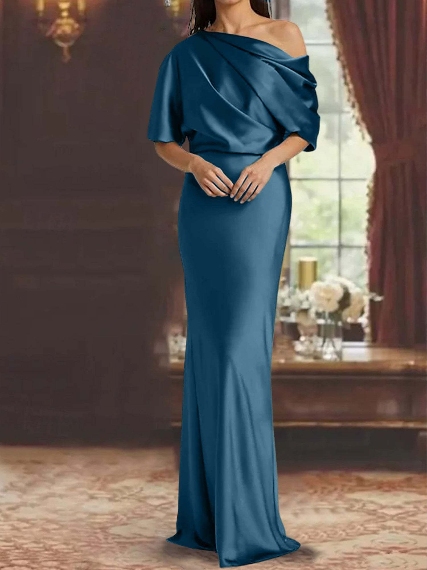 One-Shoulder Column Gown for the Mother of the Bride
