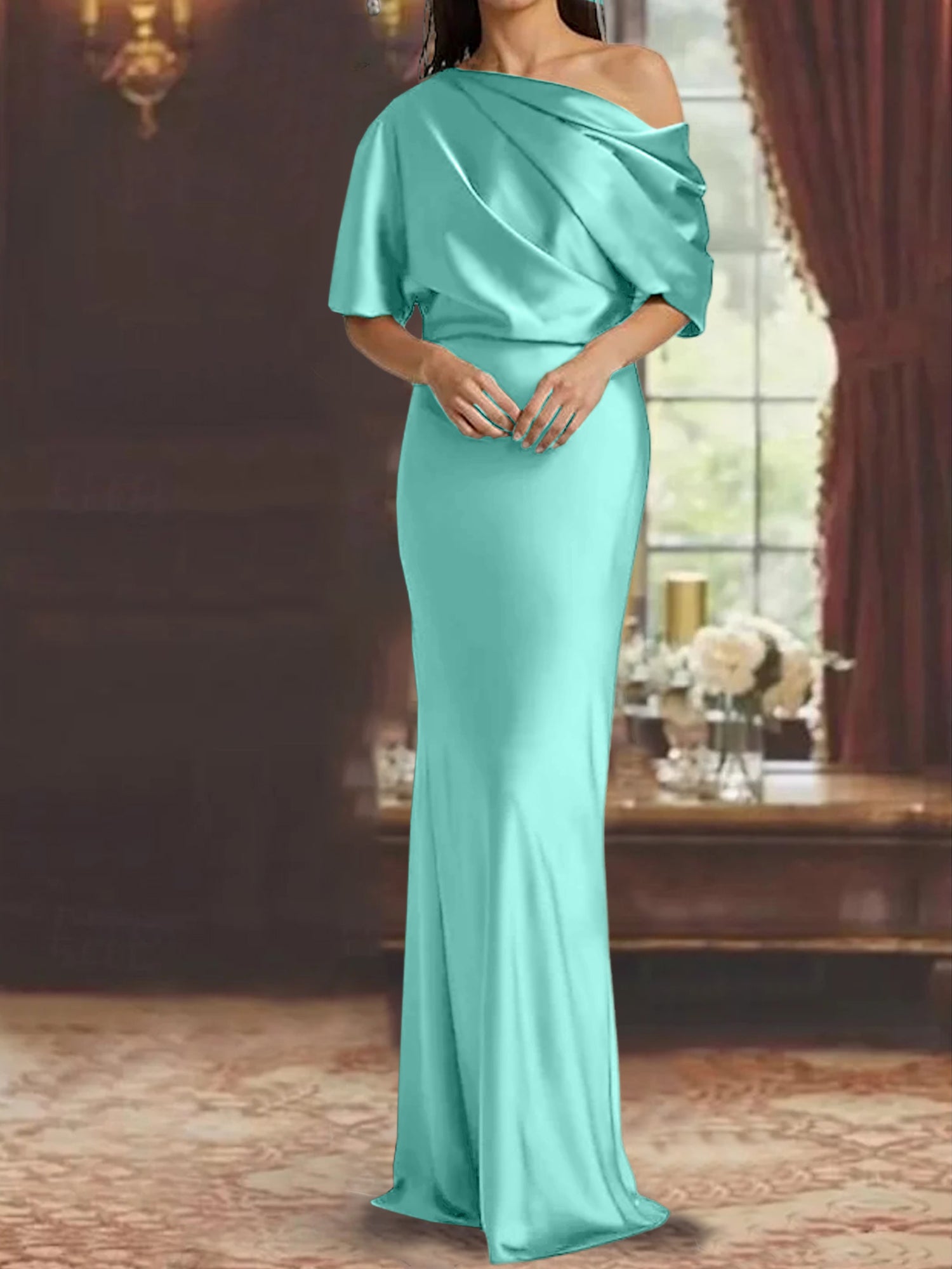 One-Shoulder Column Gown for the Mother of the Bride