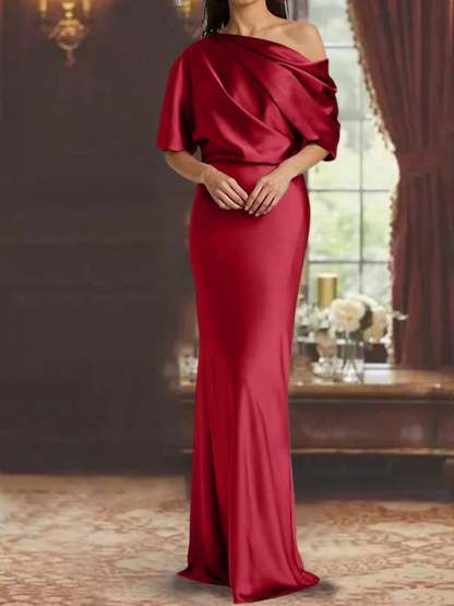 One-Shoulder Column Gown for the Mother of the Bride