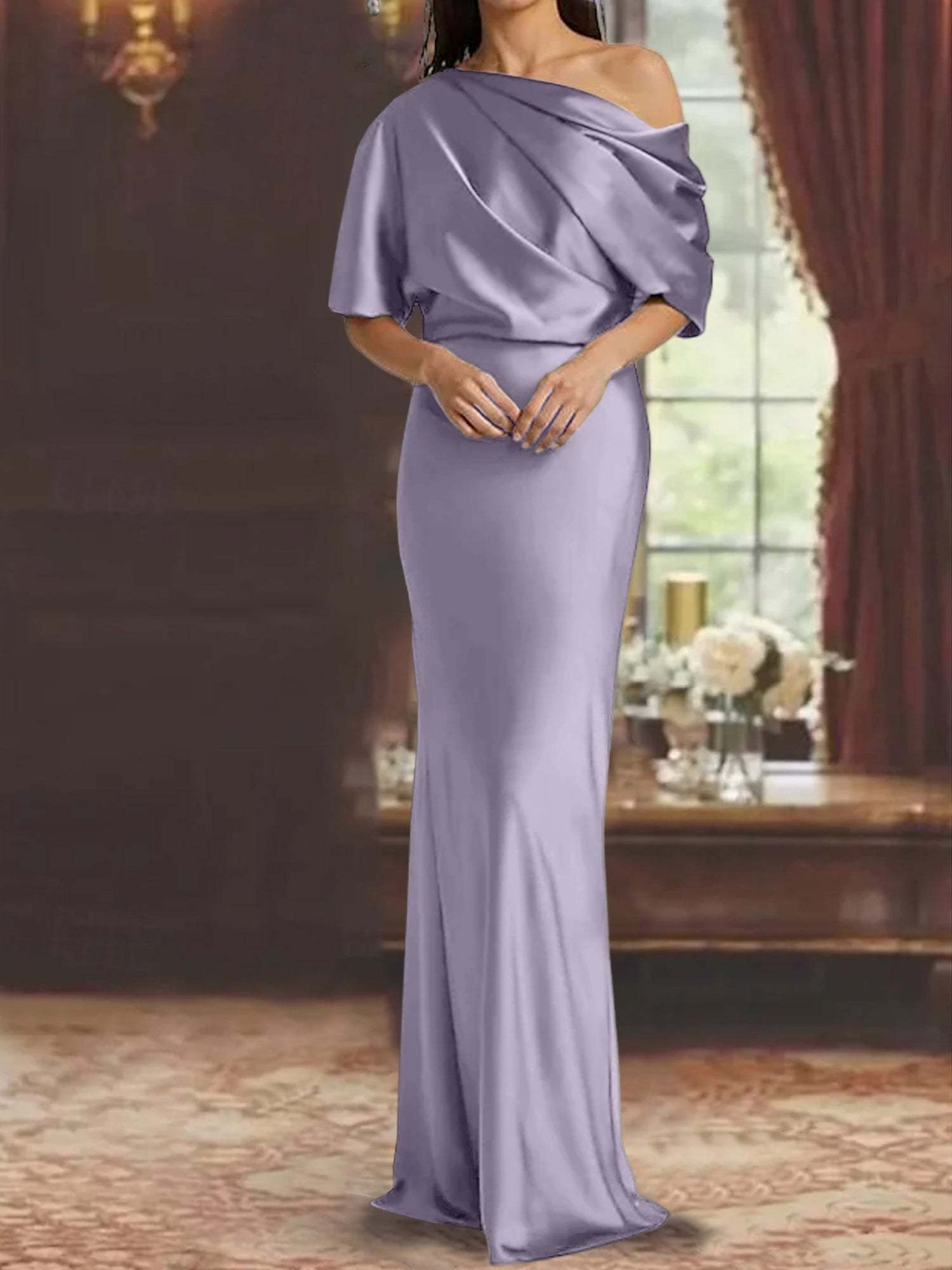 One-Shoulder Column Gown for the Mother of the Bride