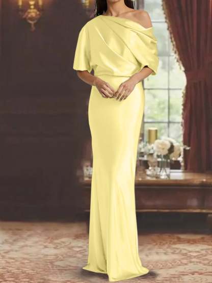 One-Shoulder Column Gown for the Mother of the Bride