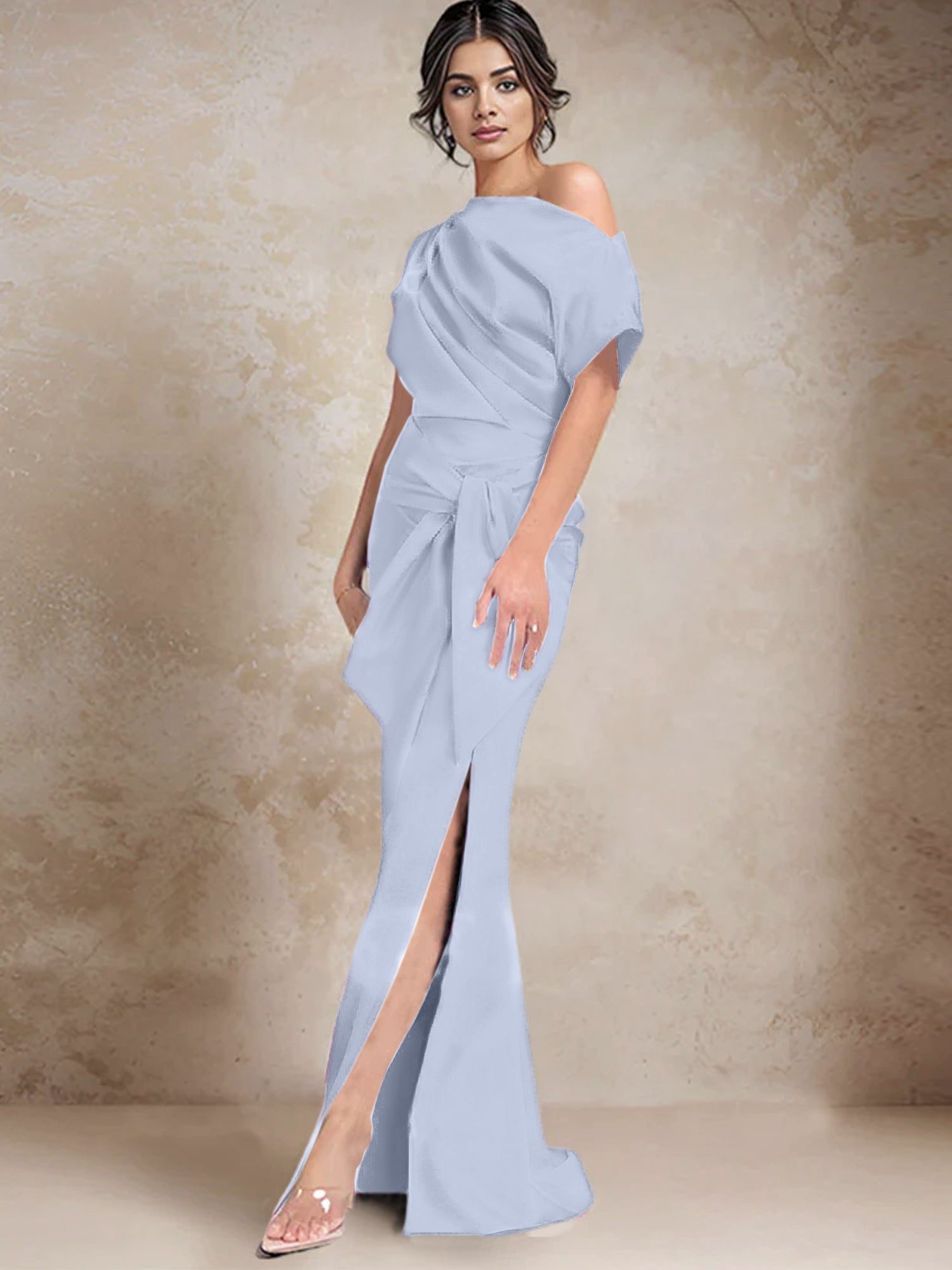 One-Shoulder Mermaid/Trumpet Mother of the Bride Gown with Side Split