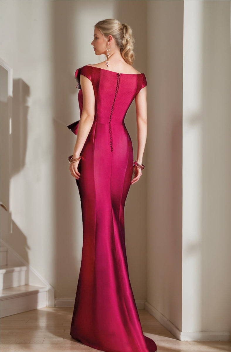 Off-the-Shoulder Mermaid/Trumpet Mother of the Bride Dresses Featuring a High Split