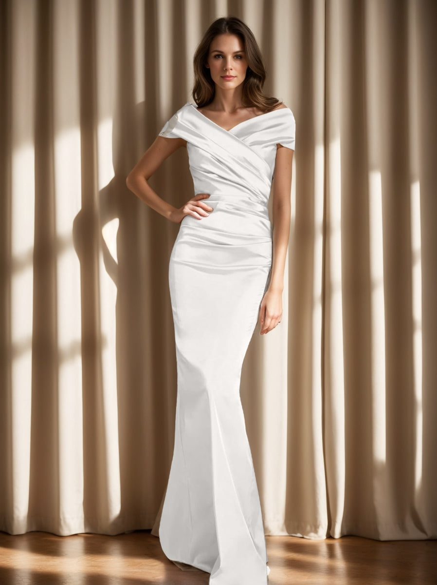 Off-the-Shoulder Column Gowns for the Mother of the Bride